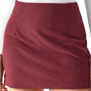 Halara Corduroy Back Zip 2 In 1 Mini Skirt Skort Pomegranate Red Size Large